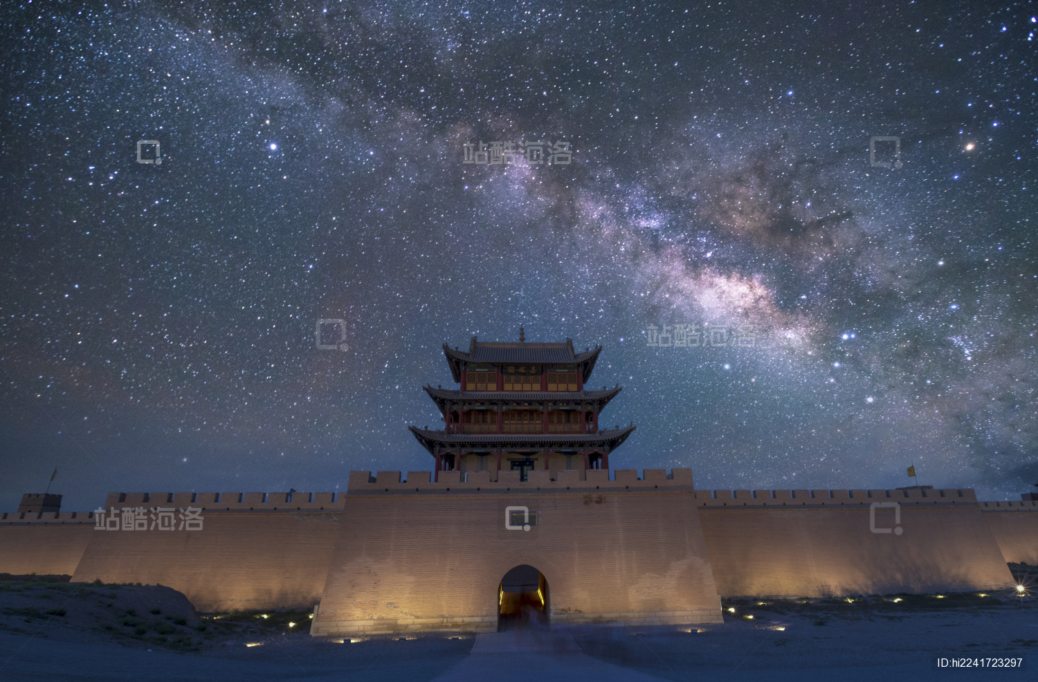中国甘肃嘉峪关星空夜色