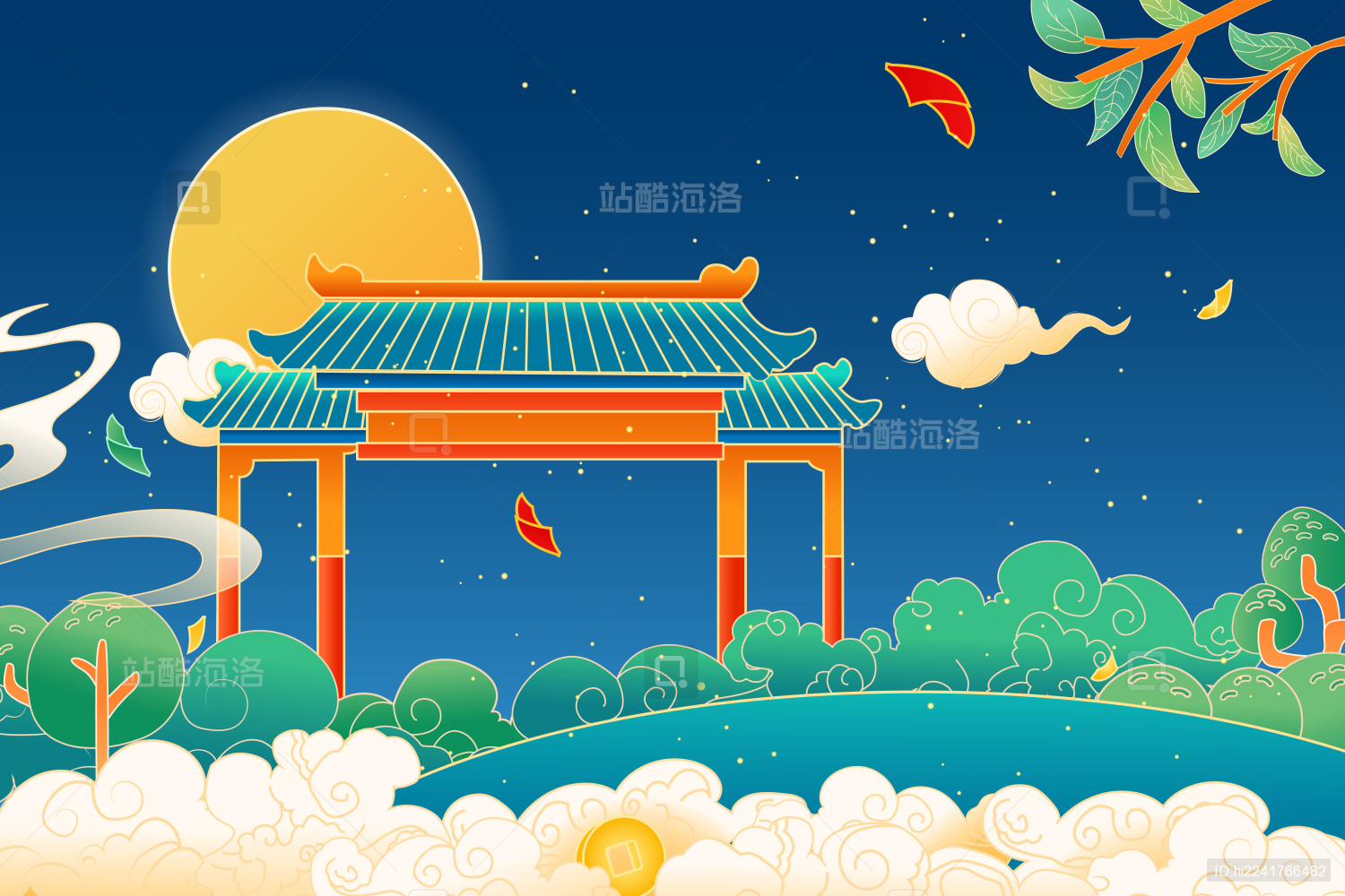 古建筑中国风矢量插画