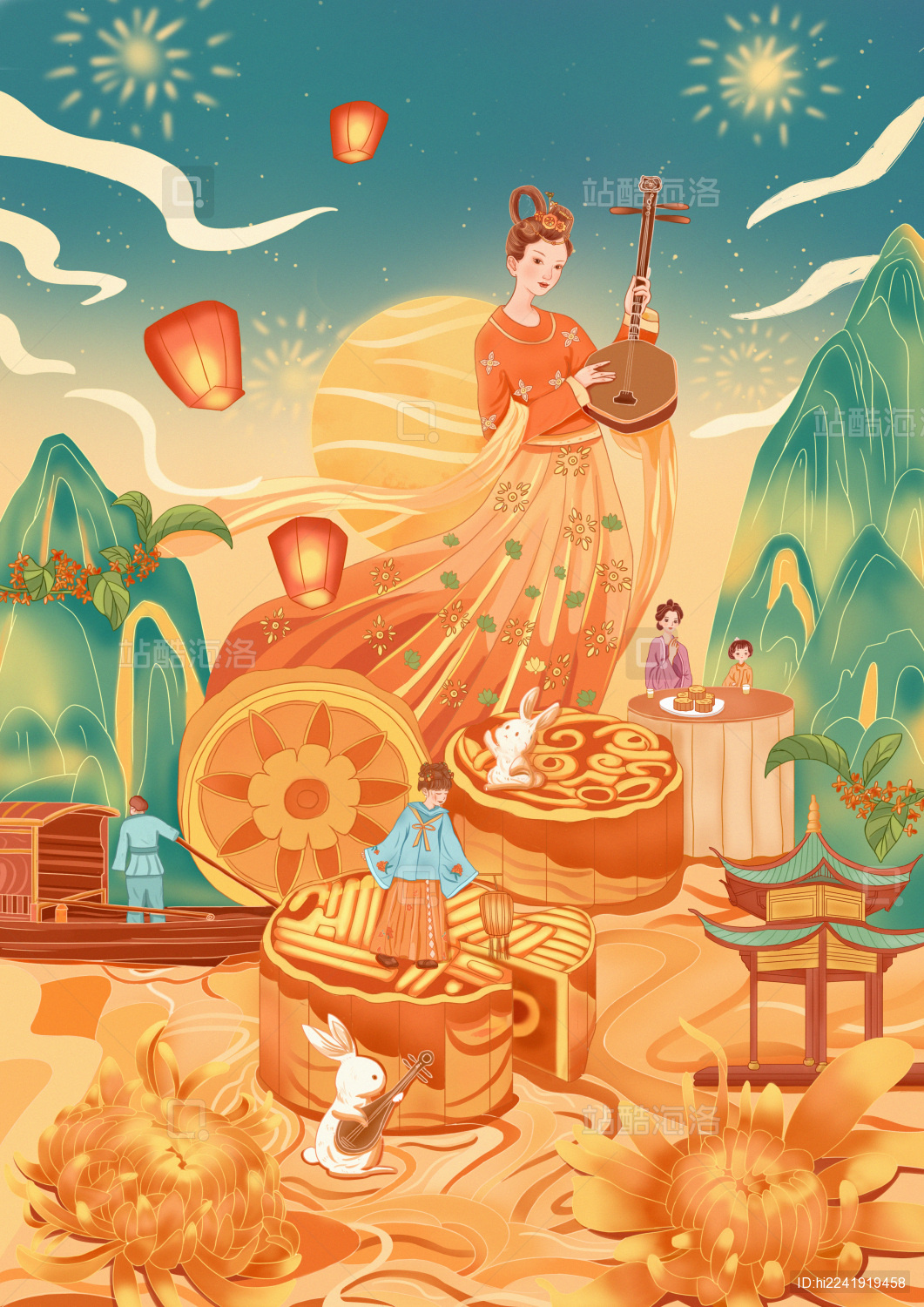 国潮中秋节气海报