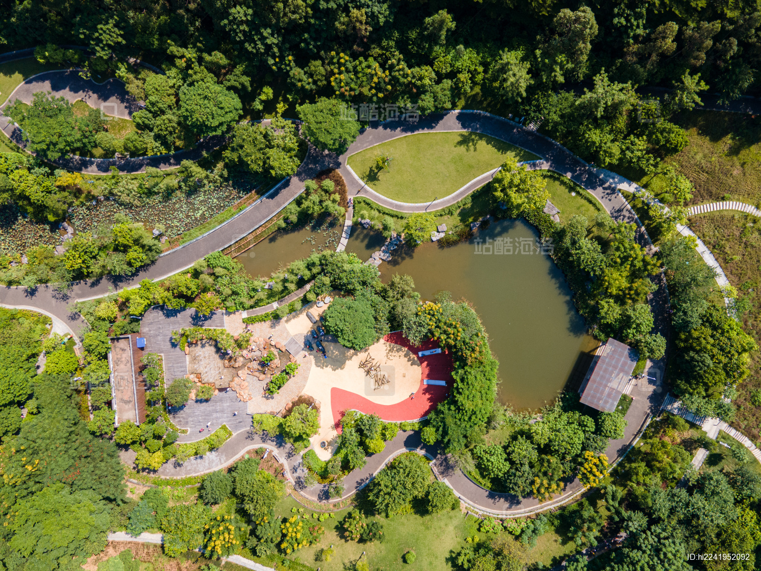 中国广东佛山三山森林公园自然风光航拍