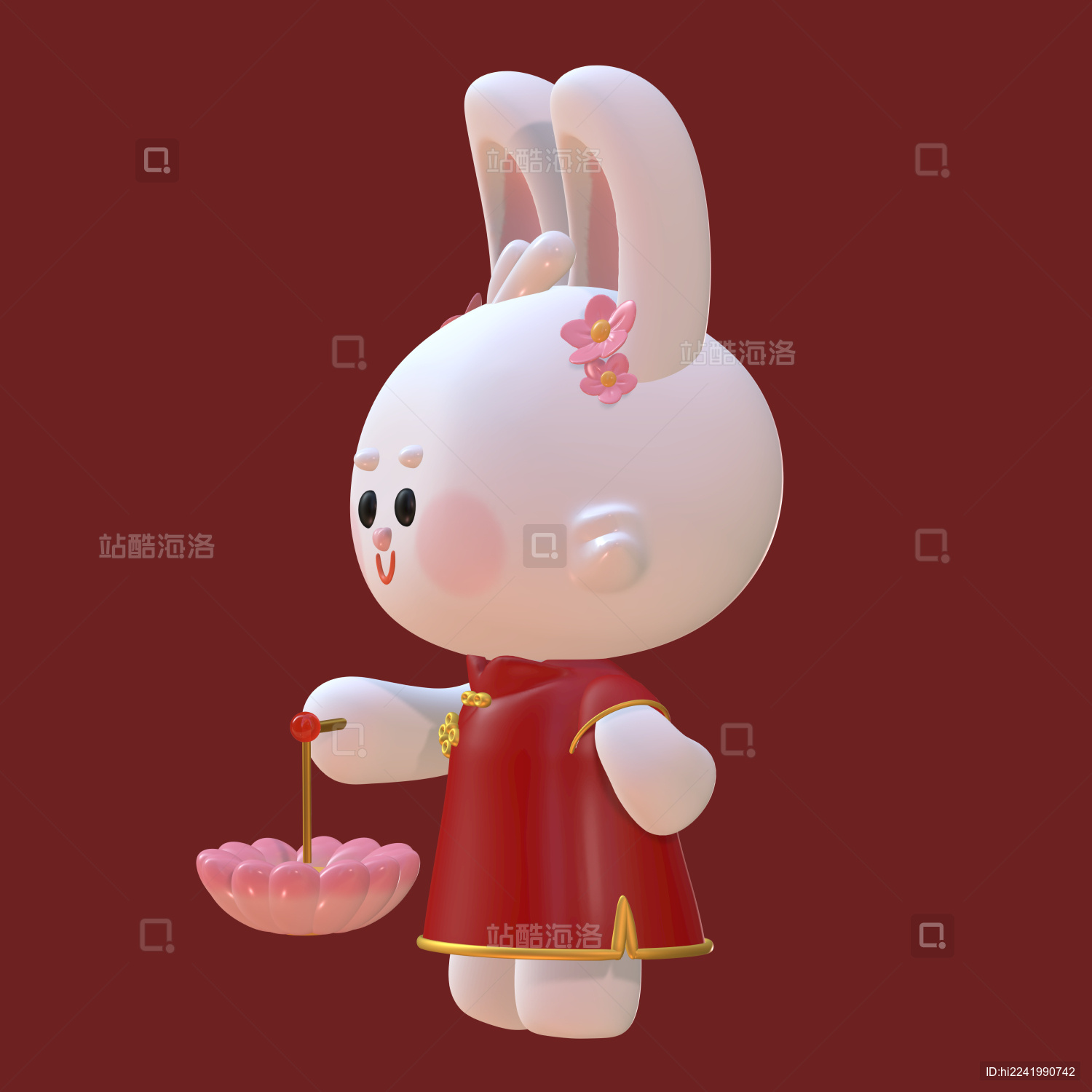 三维可爱红心小兔兔年兔子妹妹