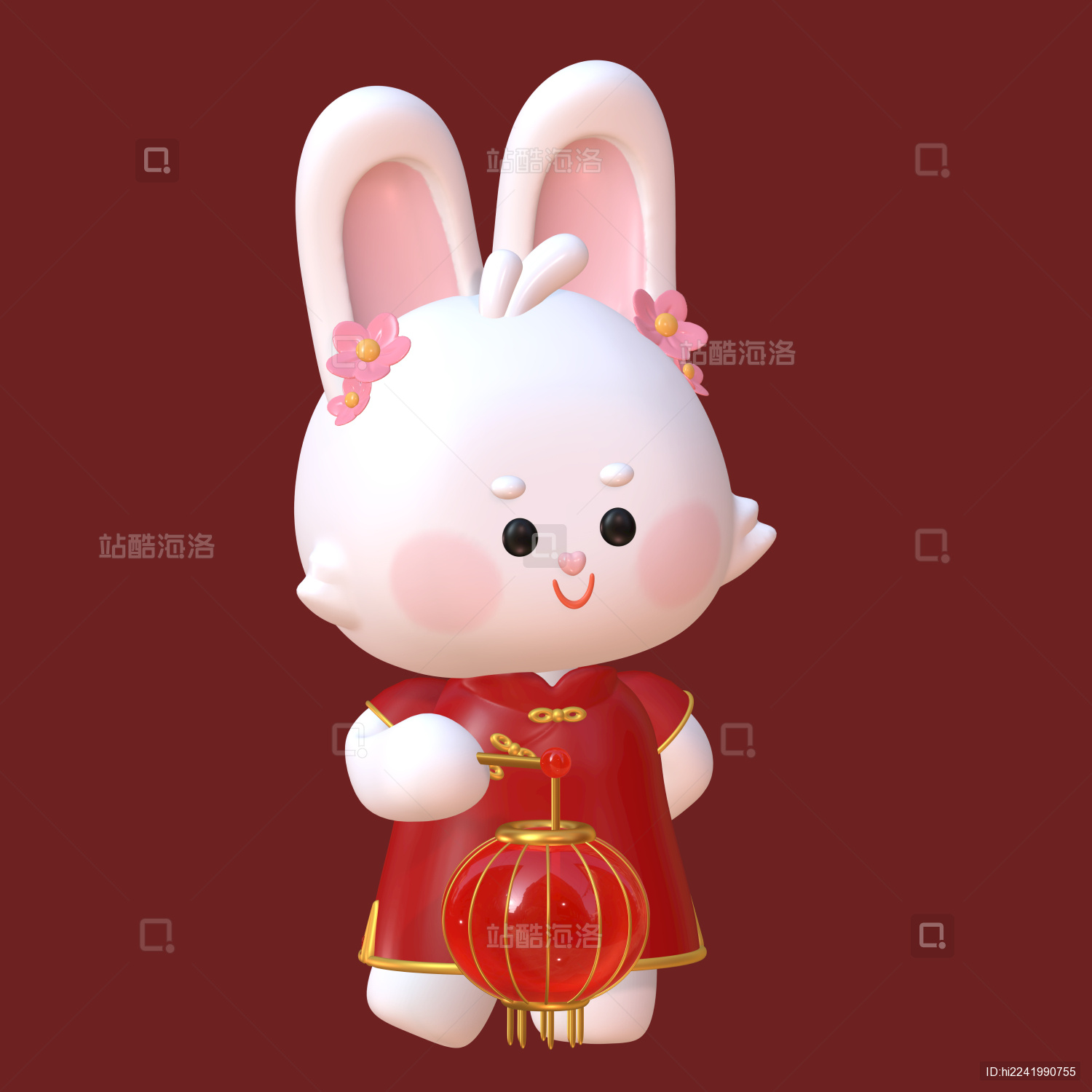 三维可爱红心小兔兔年兔子妹妹