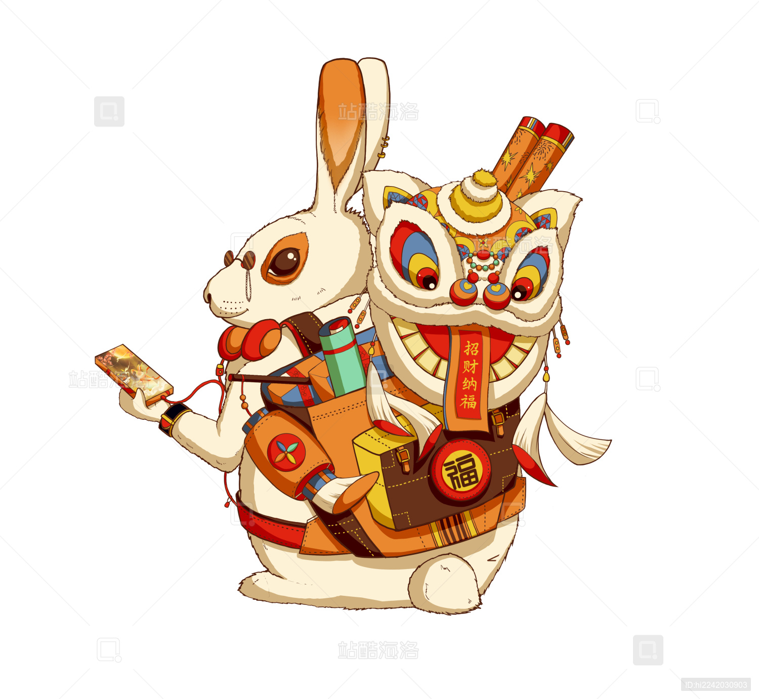 兔子生肖形象插画