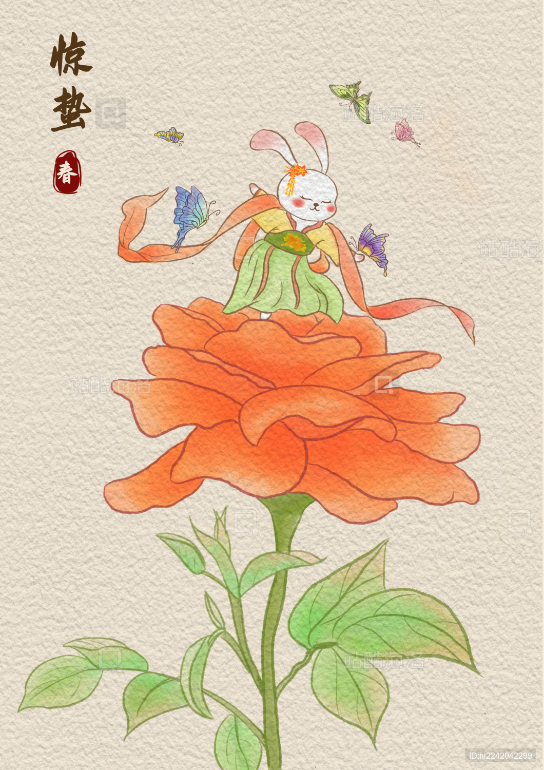 兔年节气花令之惊蛰月季