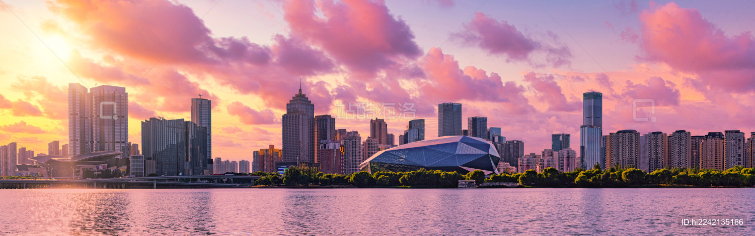 沈阳城市全景城市天际线夕阳美景