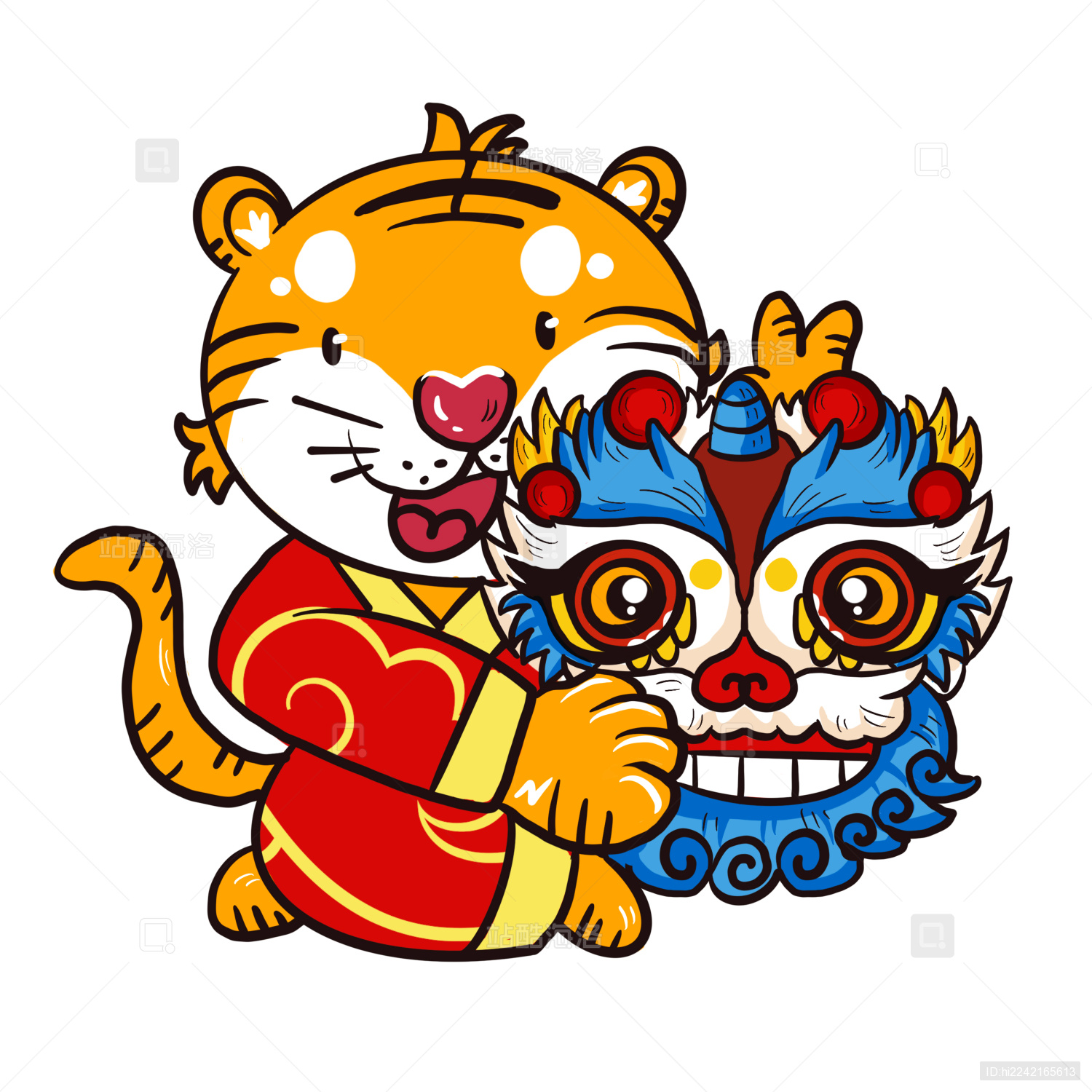 虎年新年舞狮可爱的老虎素材