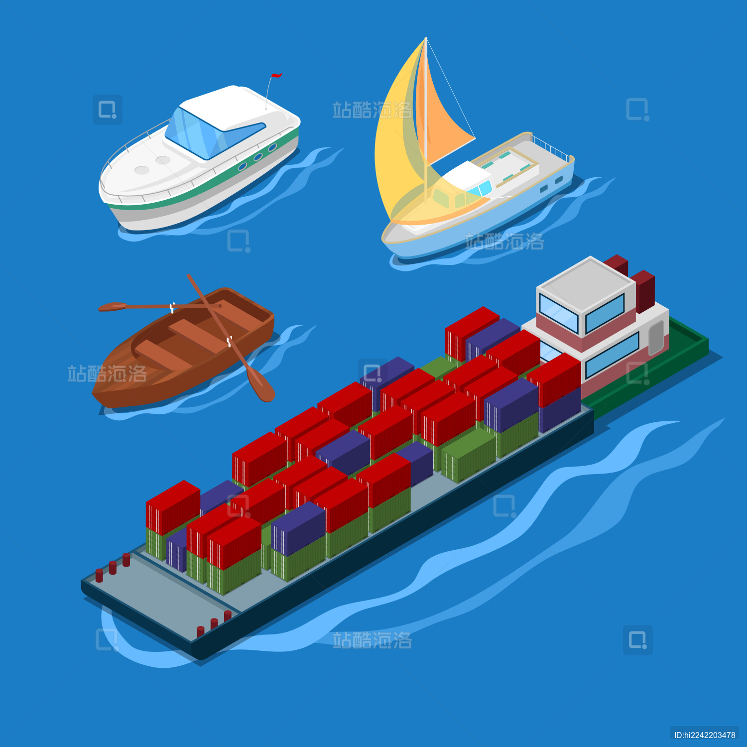 海运船只等距插图