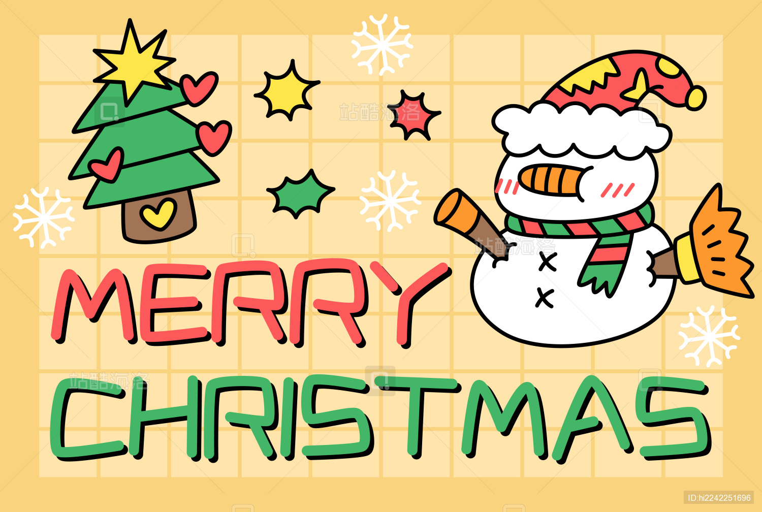 圣诞节日元素潮流矢量插画海报banner