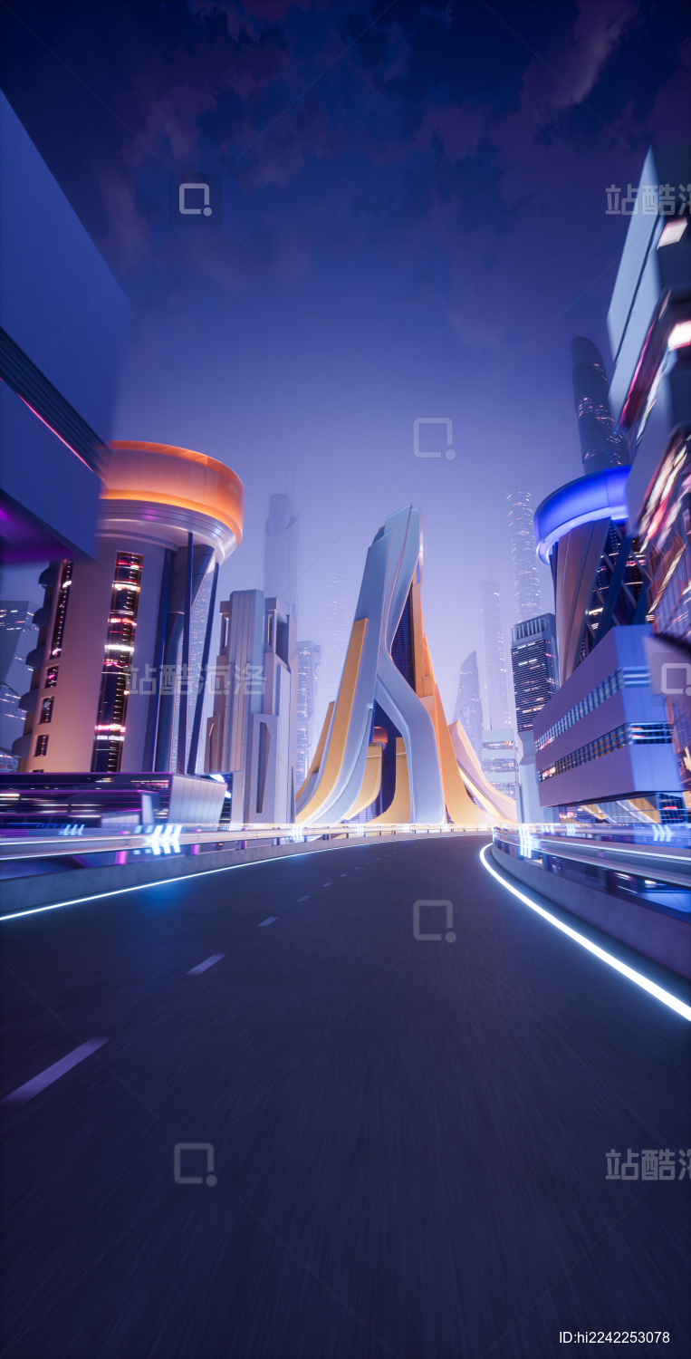 科技城市活动kv海报游戏赛道大促渲染背景