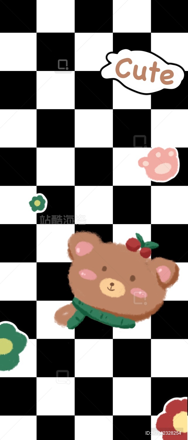 格子图案背景可爱插画文创周边