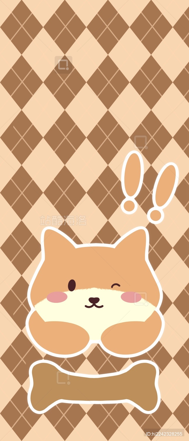 格子图案背景可爱插画文创周边