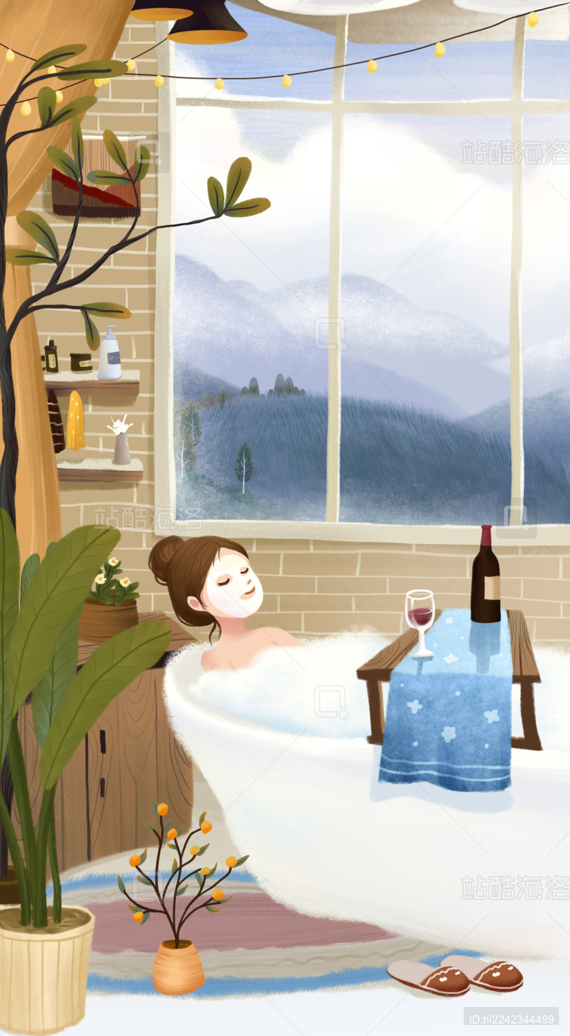立冬女孩在家泡澡驱赶寒气