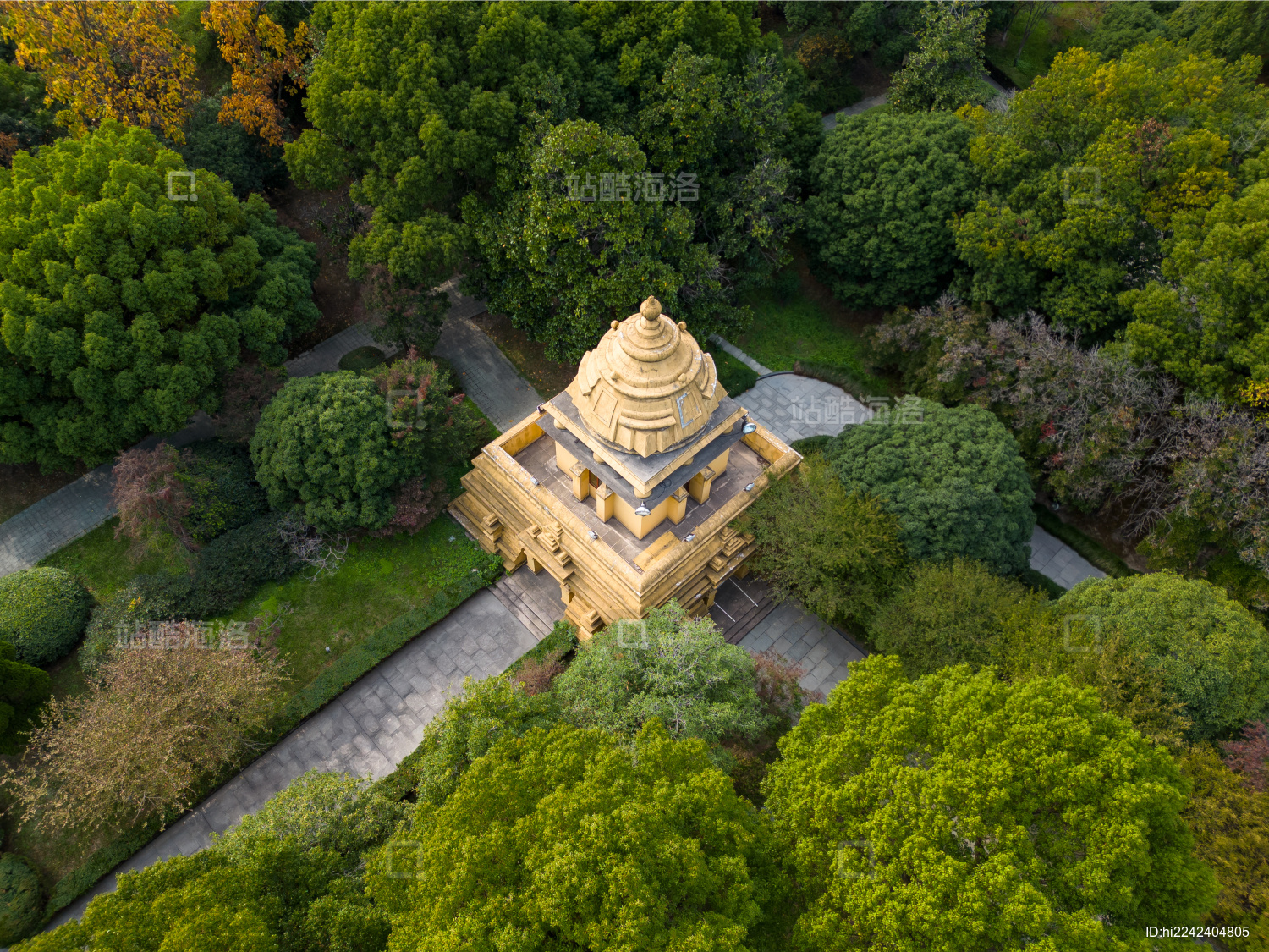 航拍视角下的杭州萧山东方文化园之金塔