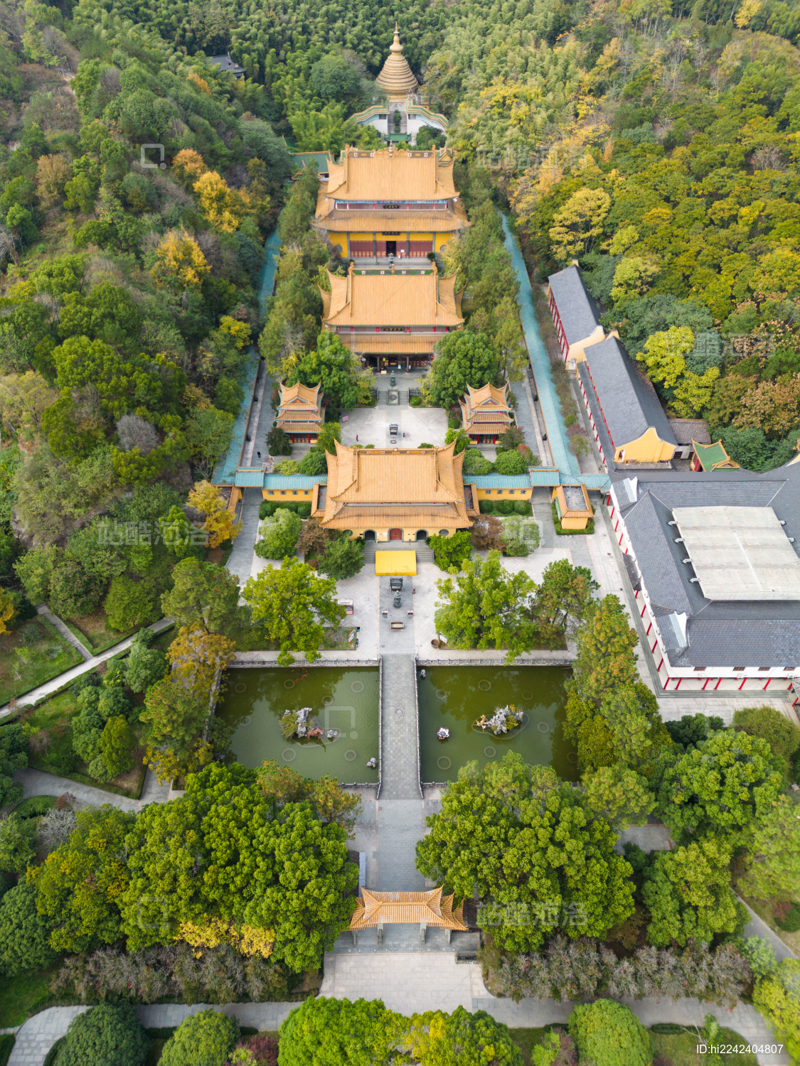 航拍视角下的杭州萧山东方文化园之杨岐禅寺