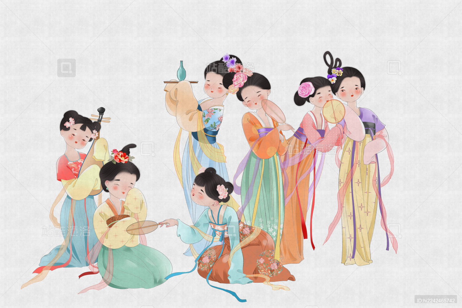 唐代汉服仕女游春图