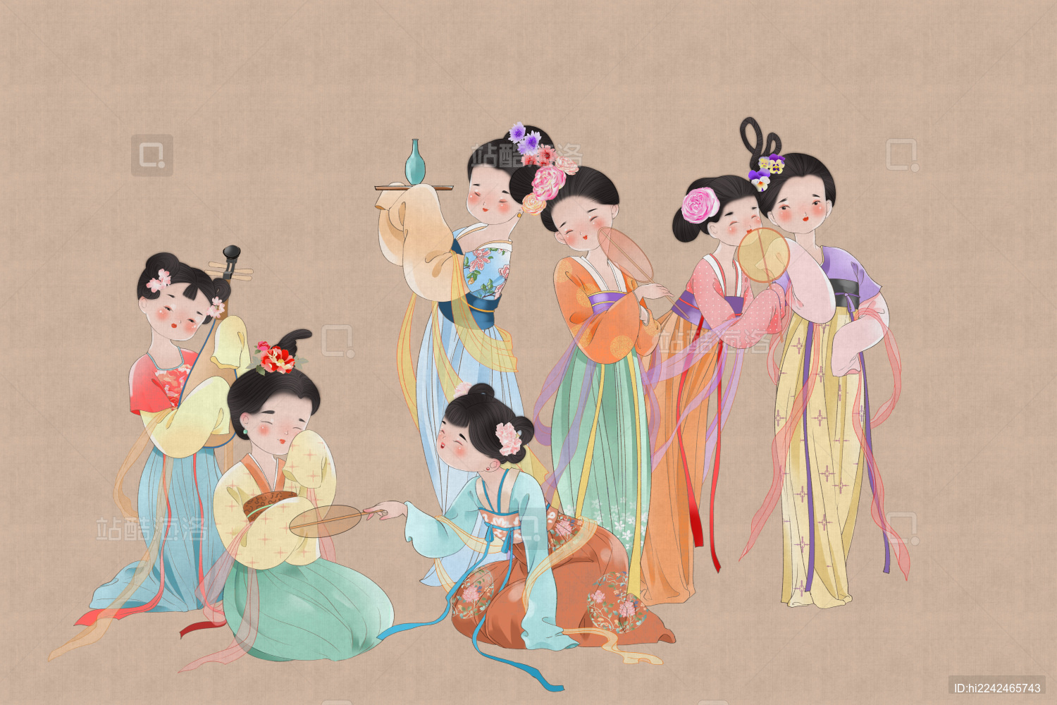 唐代汉服仕女游春图