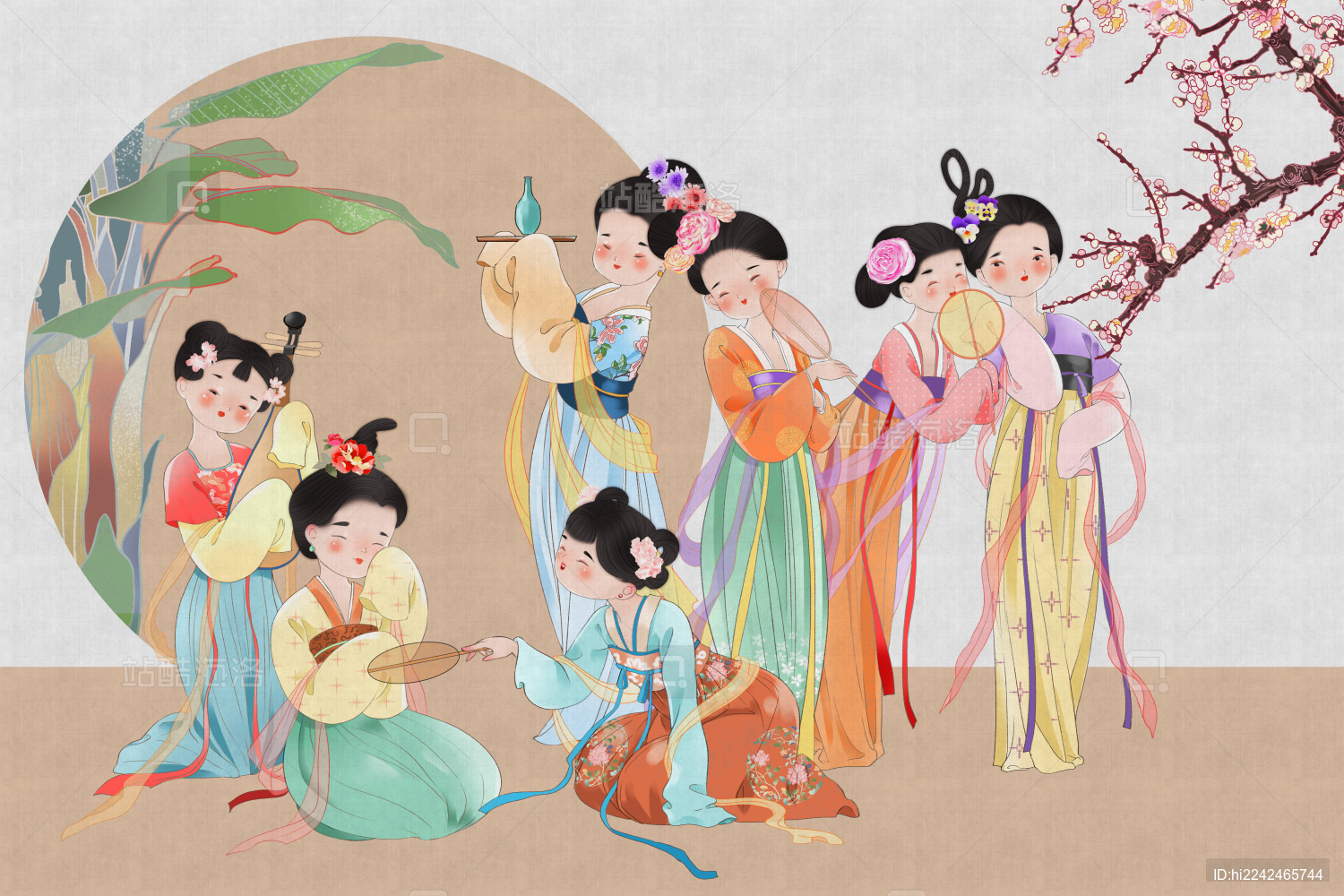 唐代汉服仕女游春图