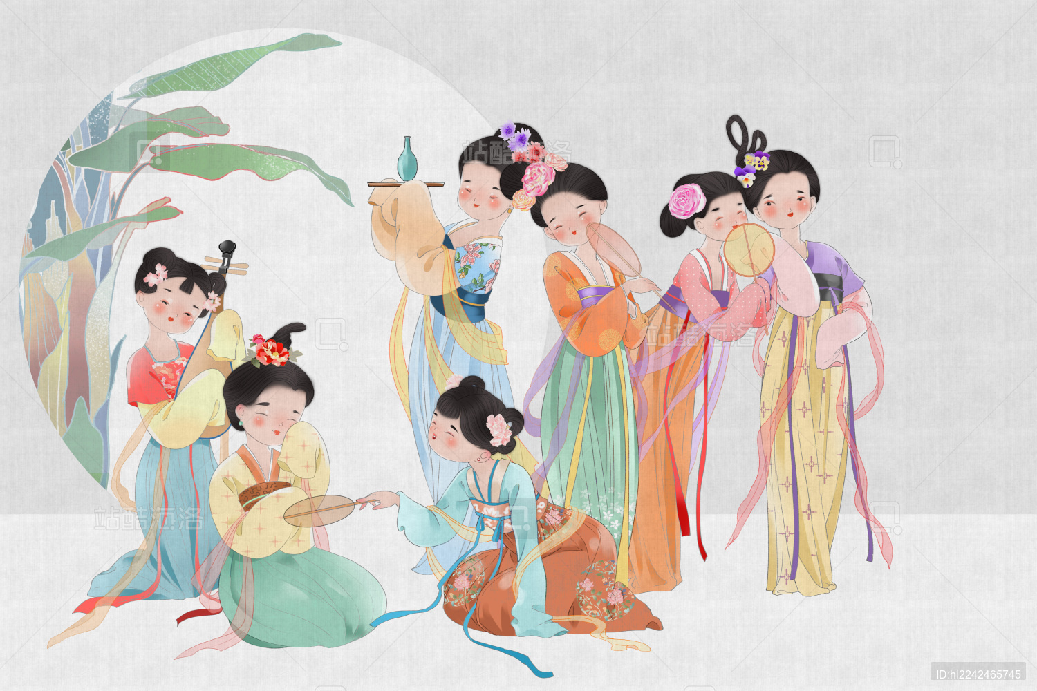 唐代汉服仕女游春图