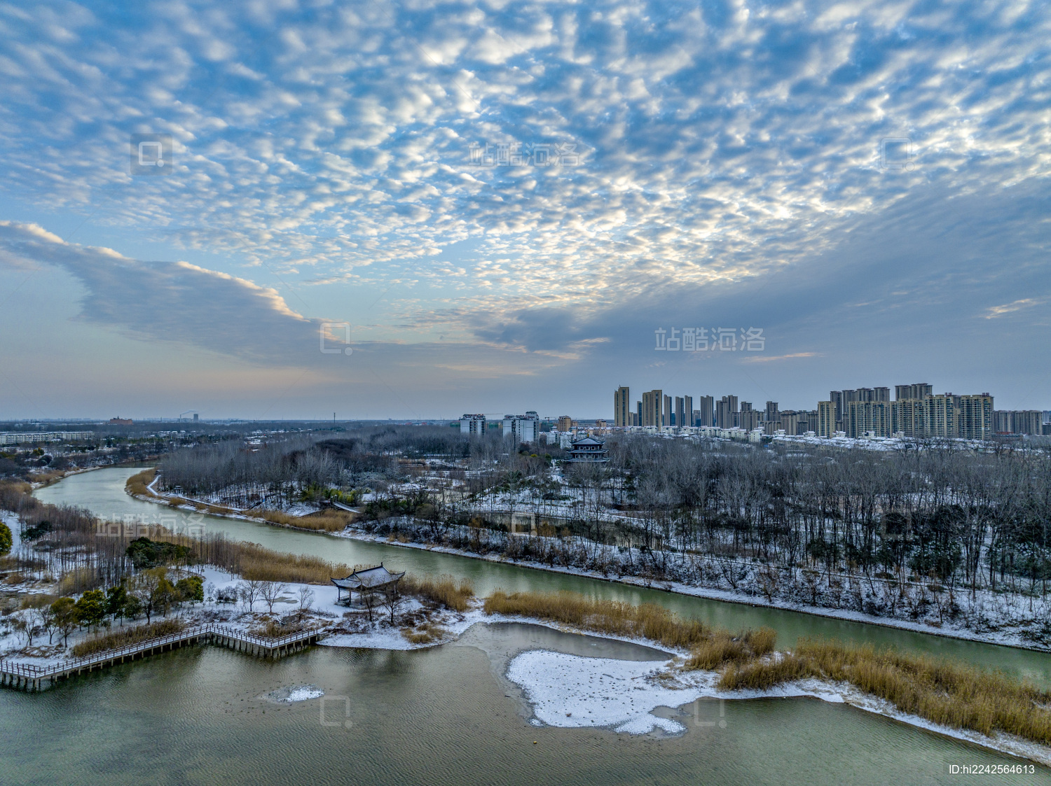 中国江苏淮安古淮河文化生态园雪景