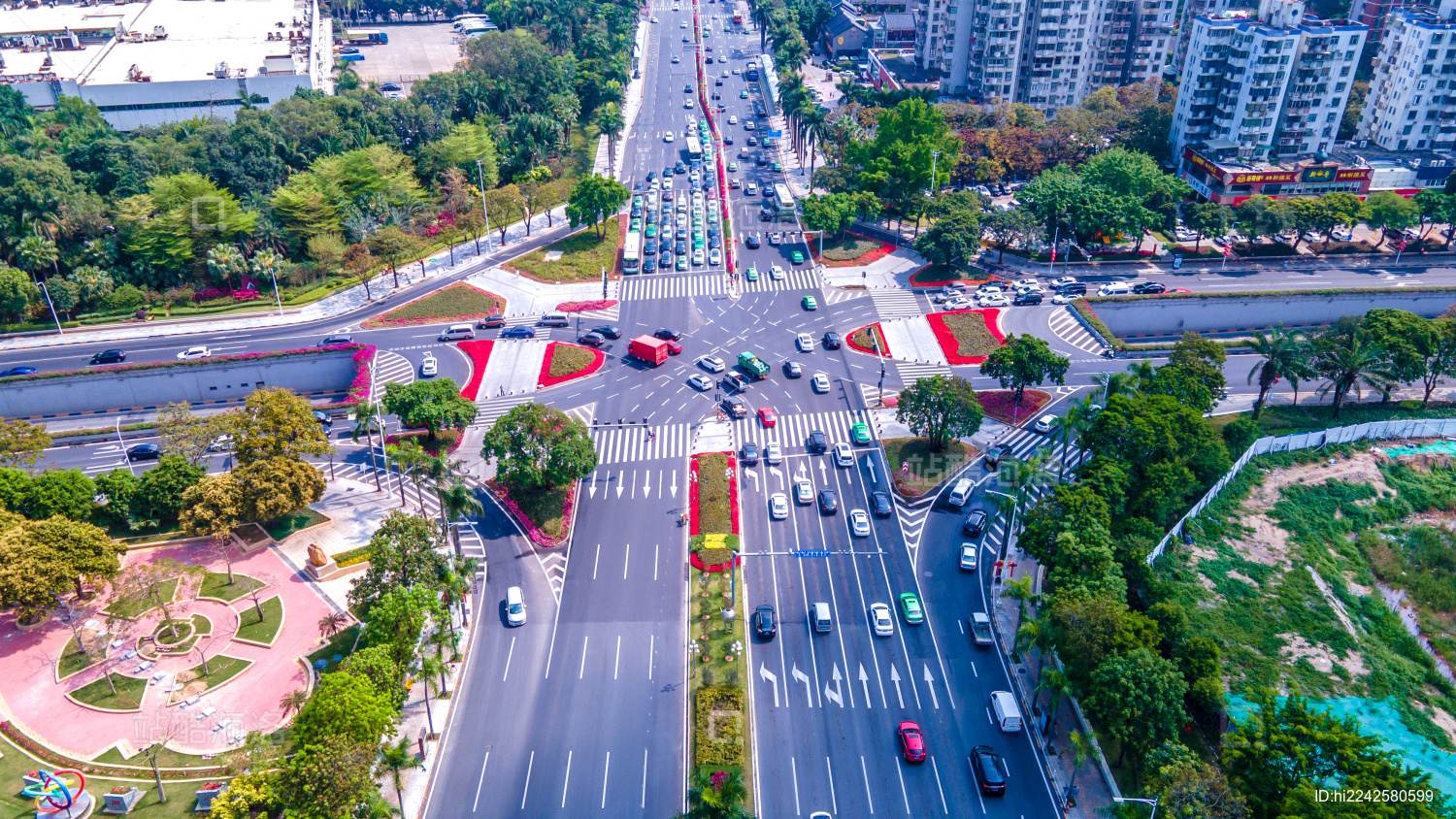 珠海城市航拍迎宾南路城市建筑