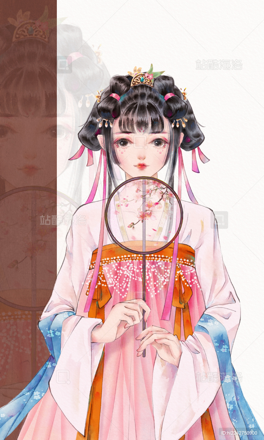 古风女子人像插画小说封面