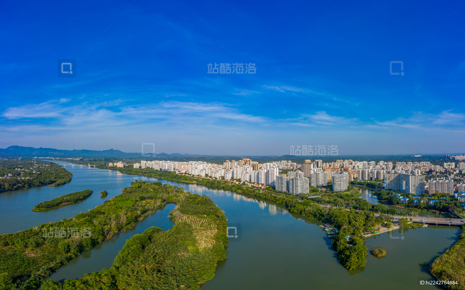 航拍万泉河海南琼海市区段嘉积水电站库区
