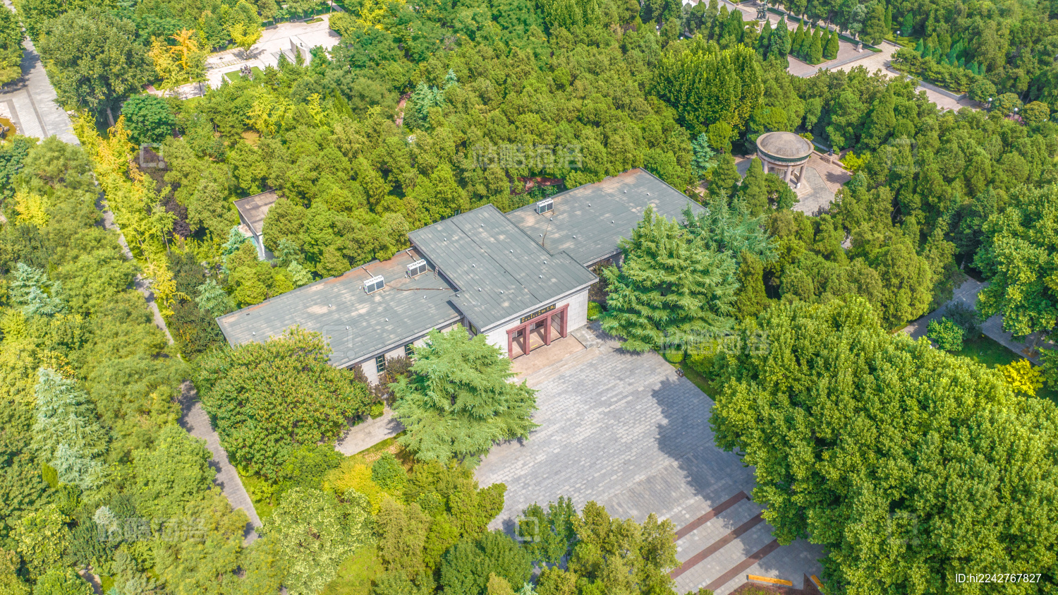 航拍河北省石家庄市华北军区烈士陵园