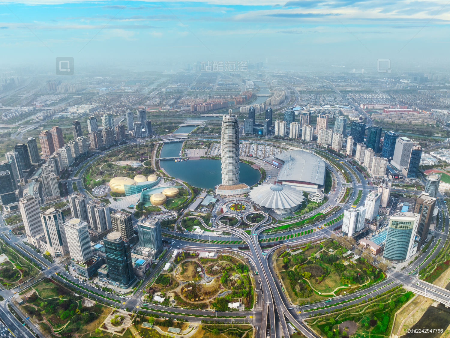 中国郑州国际会展中心全景航拍图