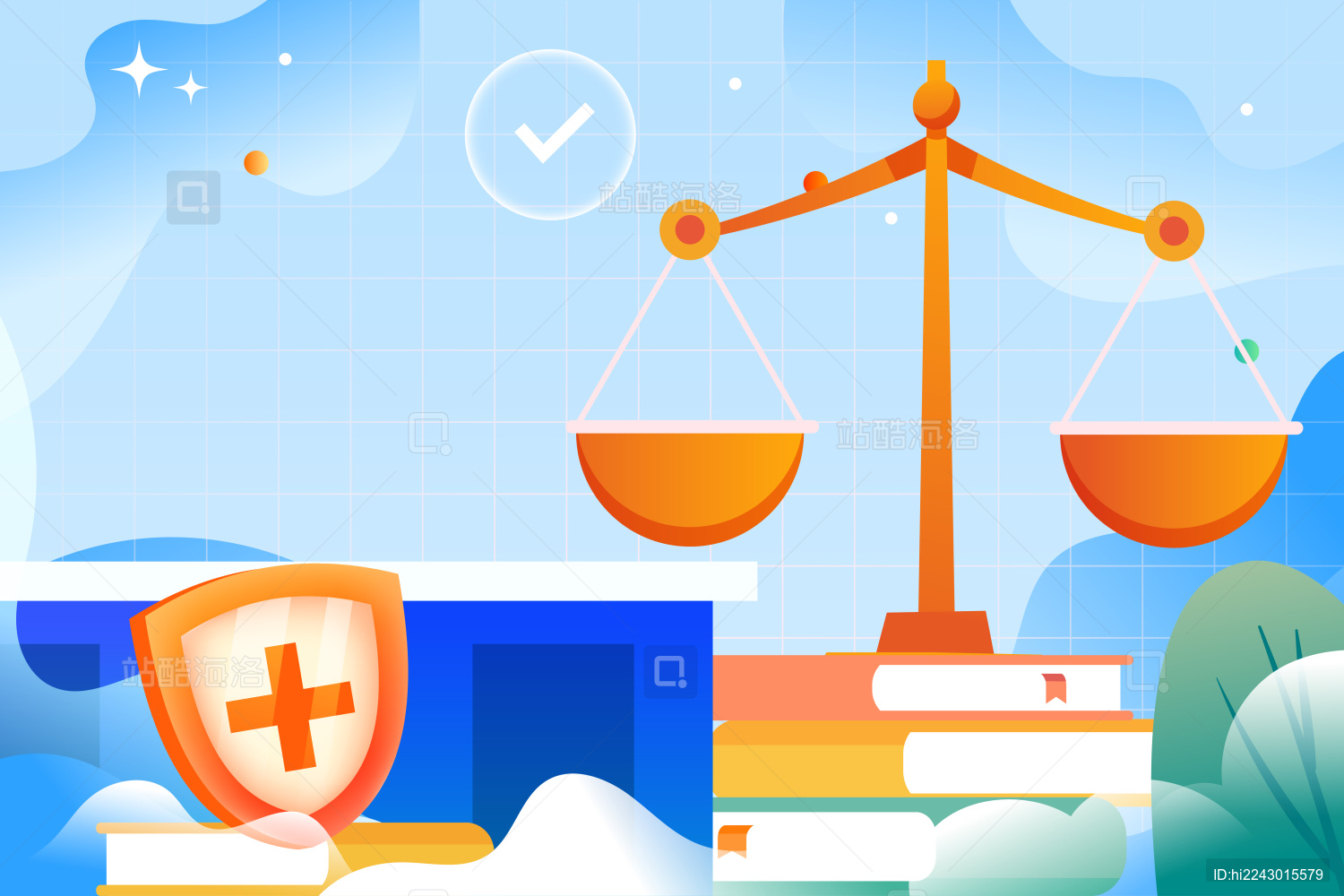 世界知识产权日法律保护安全审判权力插画