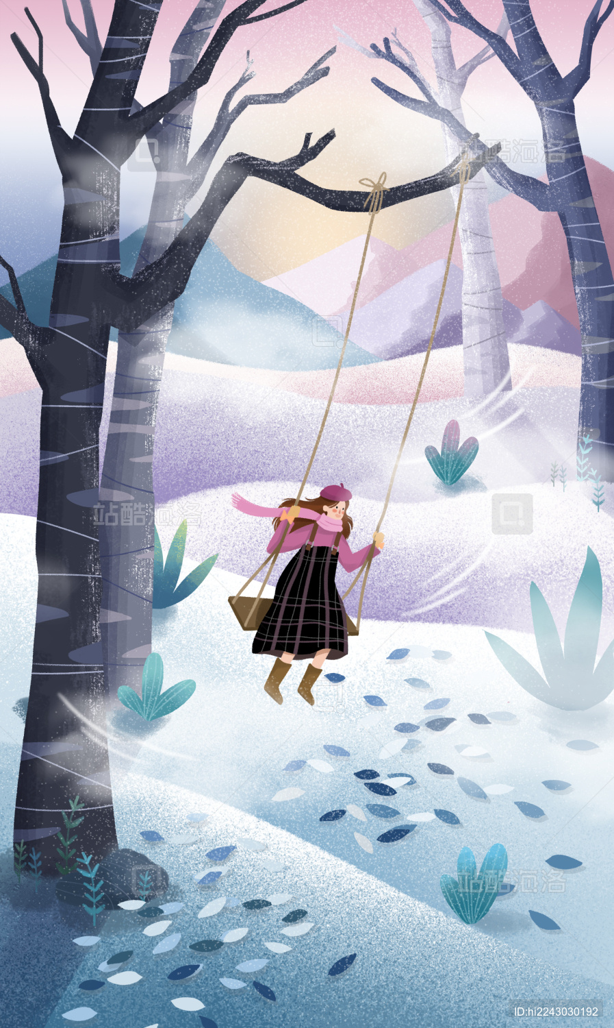 二十四节气 立冬 肌理插画