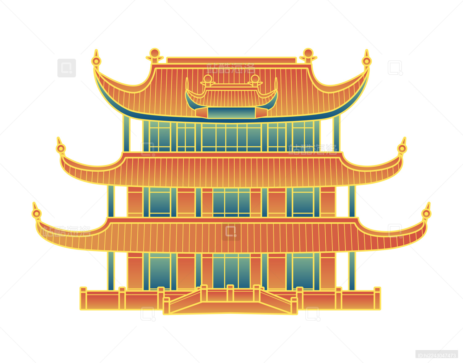 长沙天心阁矢量图