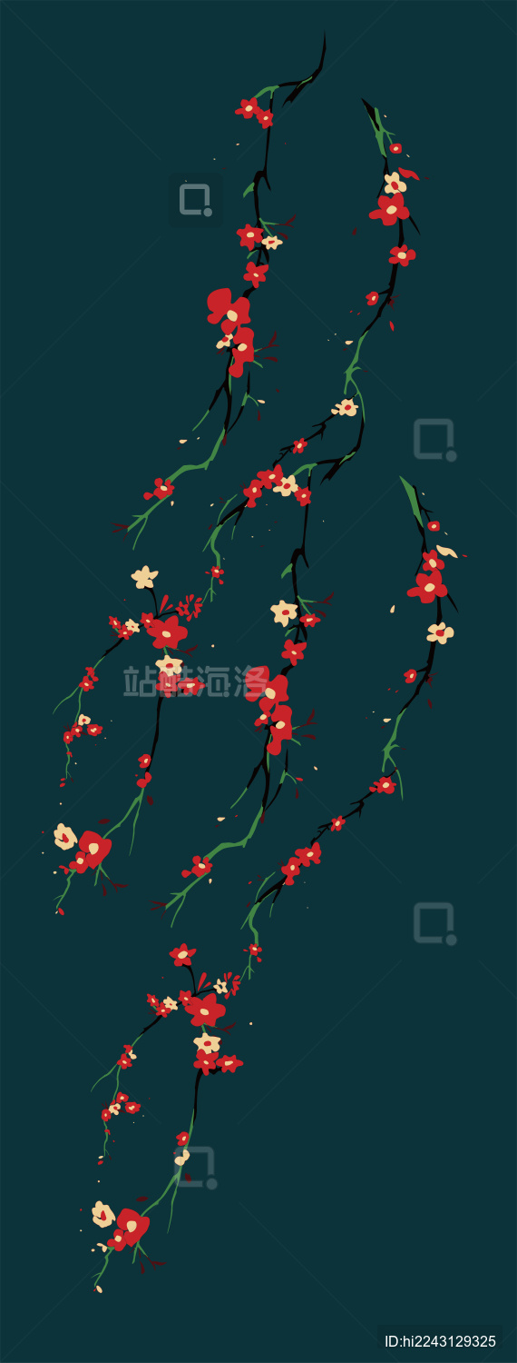 古风花卉装饰印花图案