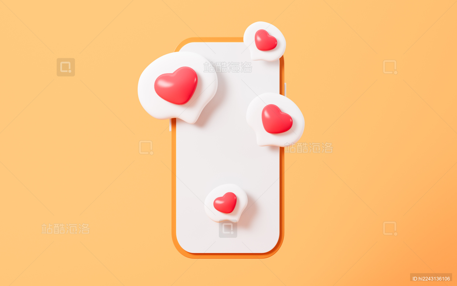 卡通社交表情图标3D渲染