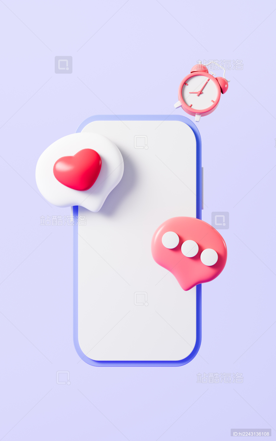 卡通社交表情图标3D渲染