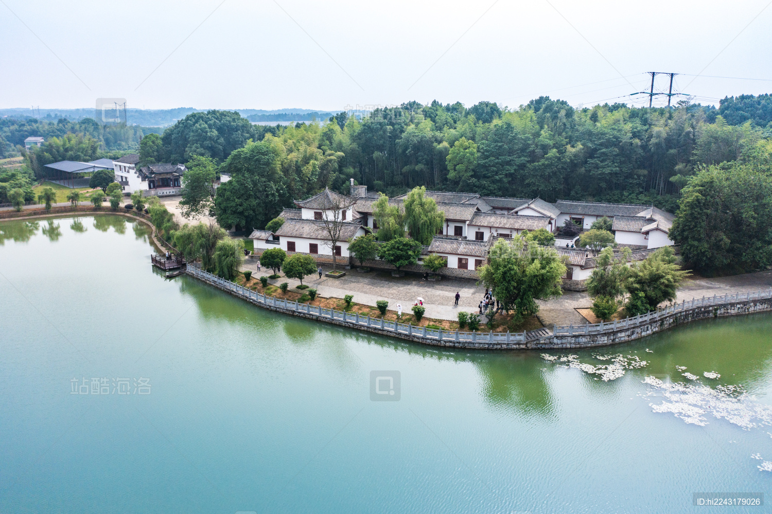 航拍湖南岳阳湘阴县樟树港镇柳庄左宗棠故居