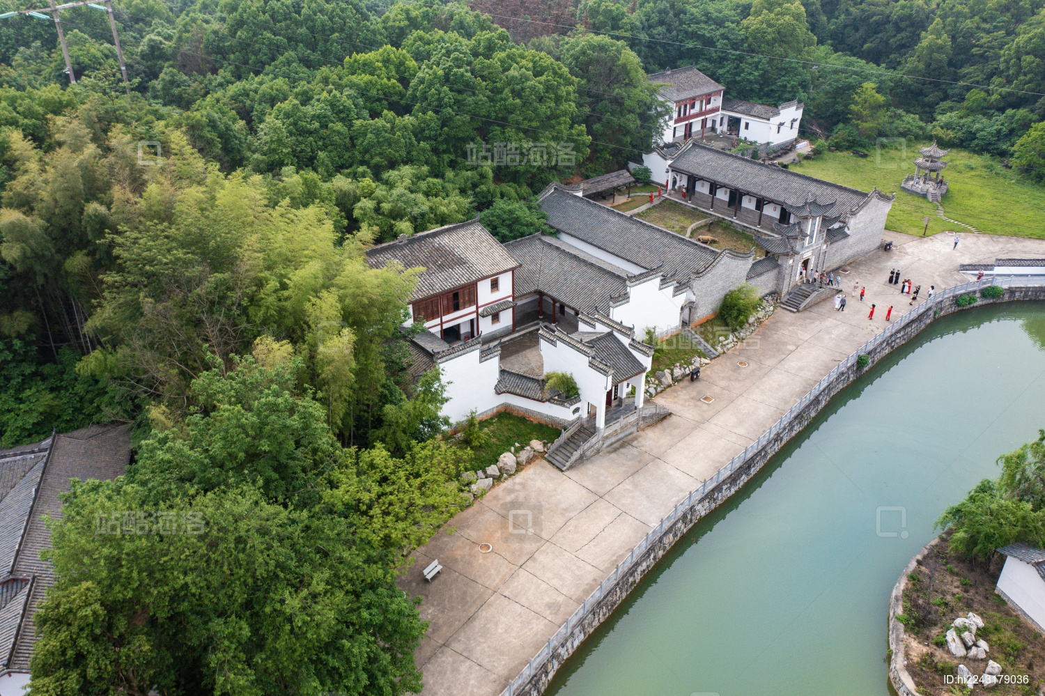 航拍湖南岳阳湘阴县樟树港镇柳庄左宗棠故居