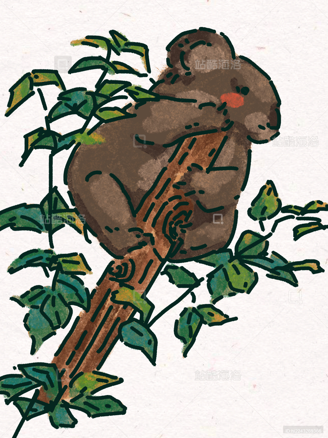 一只考拉在树上