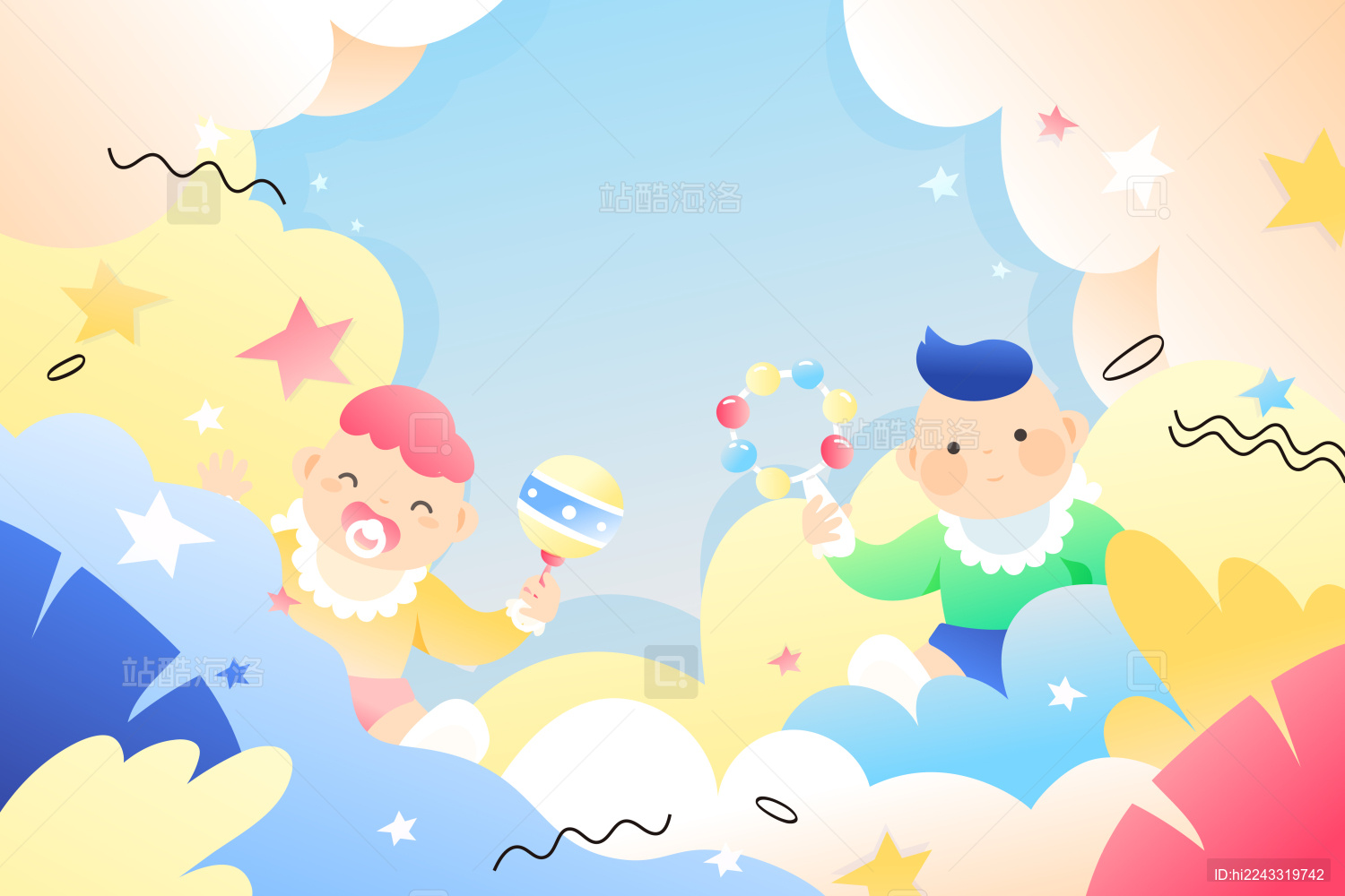 婴儿宝宝矢量插画