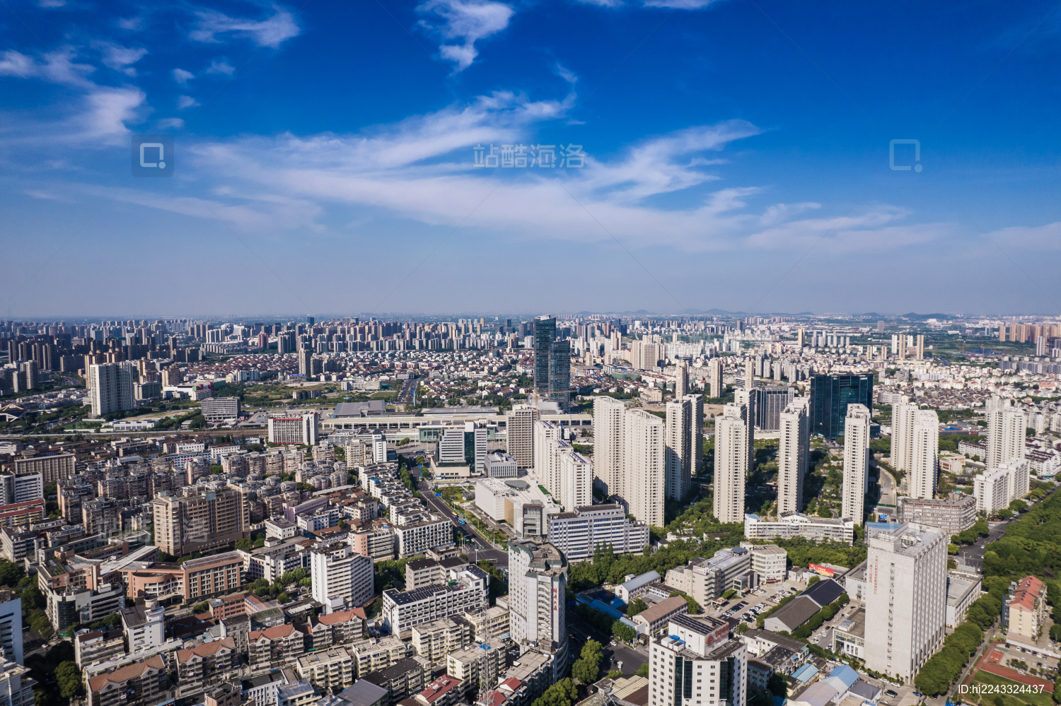 常州市新北区文化宫及周边建筑群航拍