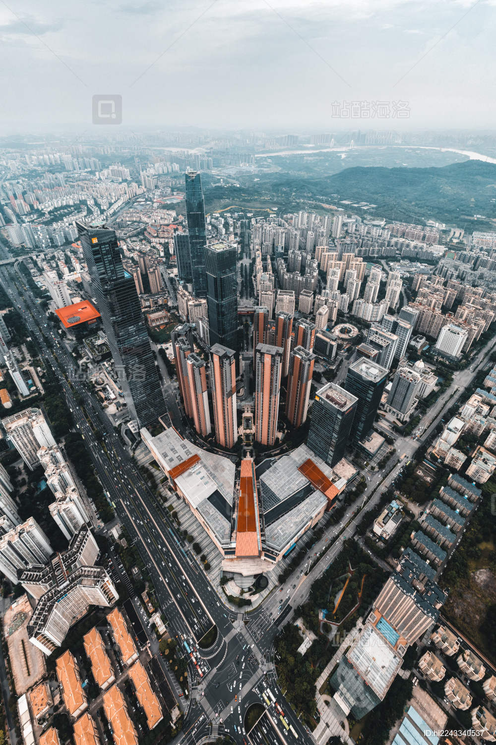 中国广西南宁东盟商务区城市风光航拍