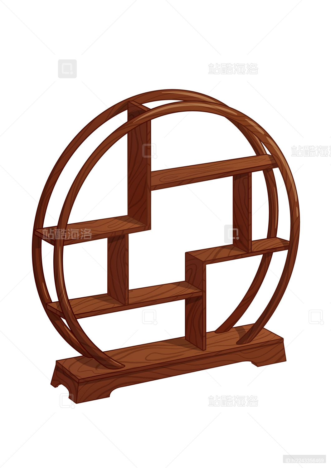 圆形木头置物架