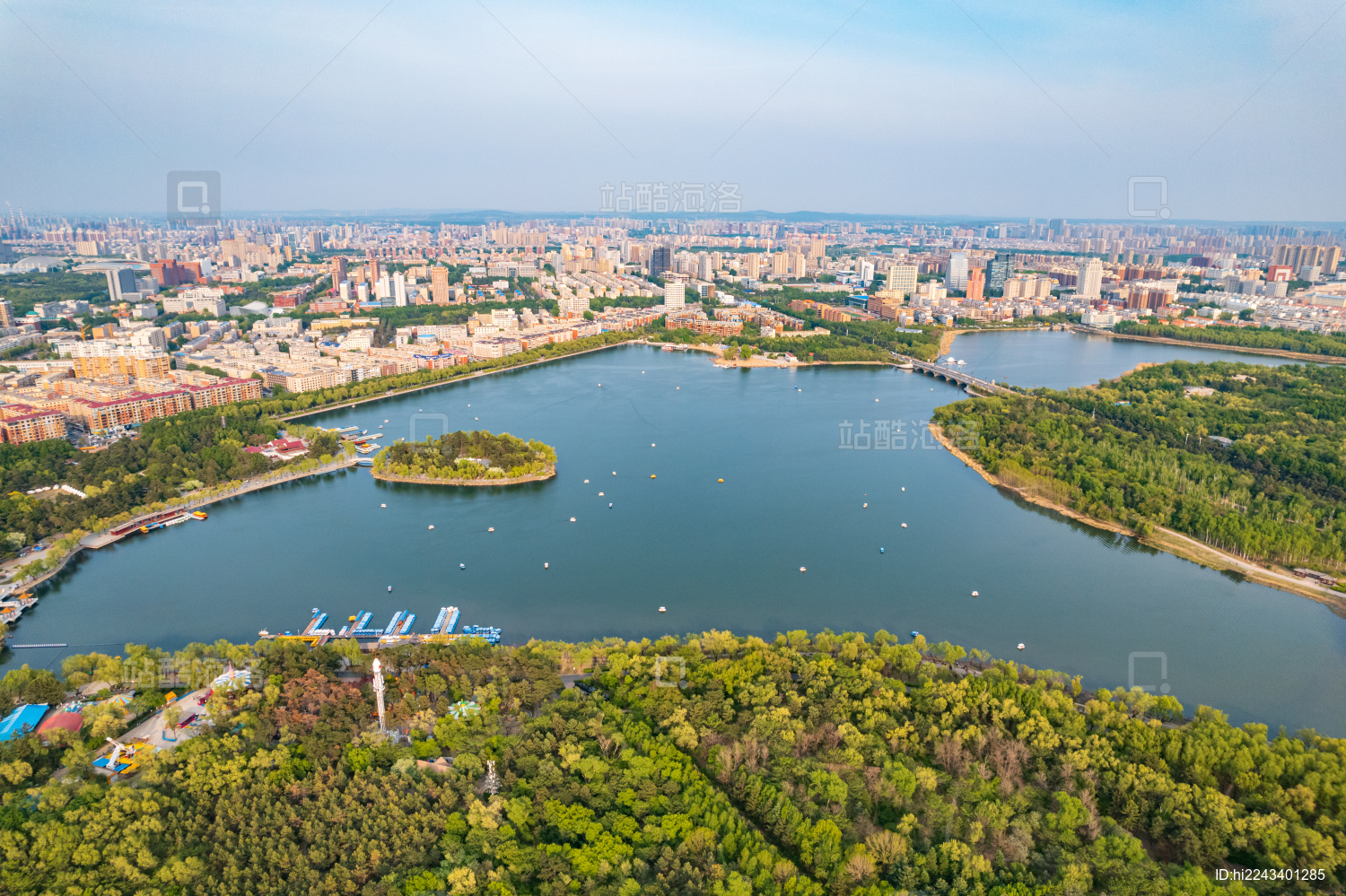 中国吉林省长春市南湖公园航拍