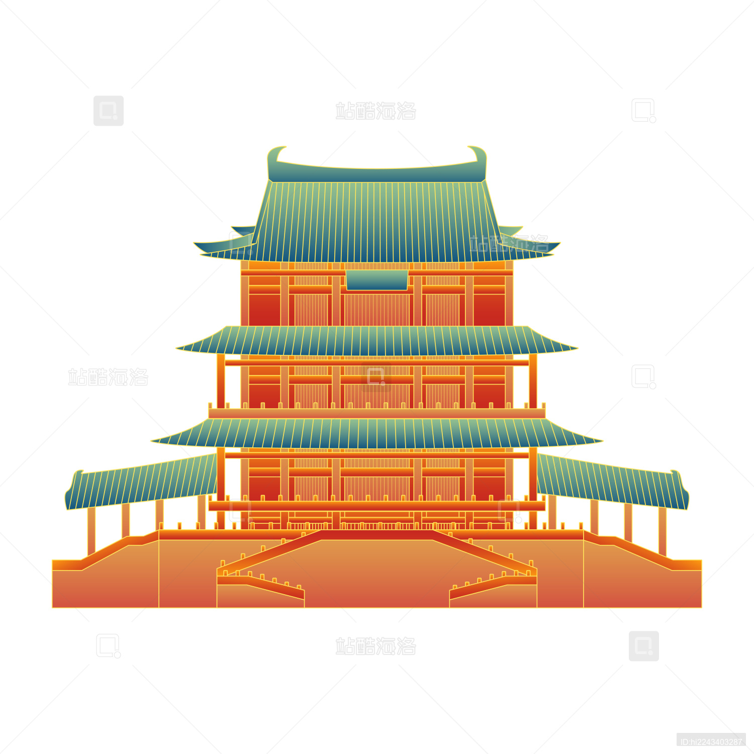 长沙杜甫江阁矢量元素