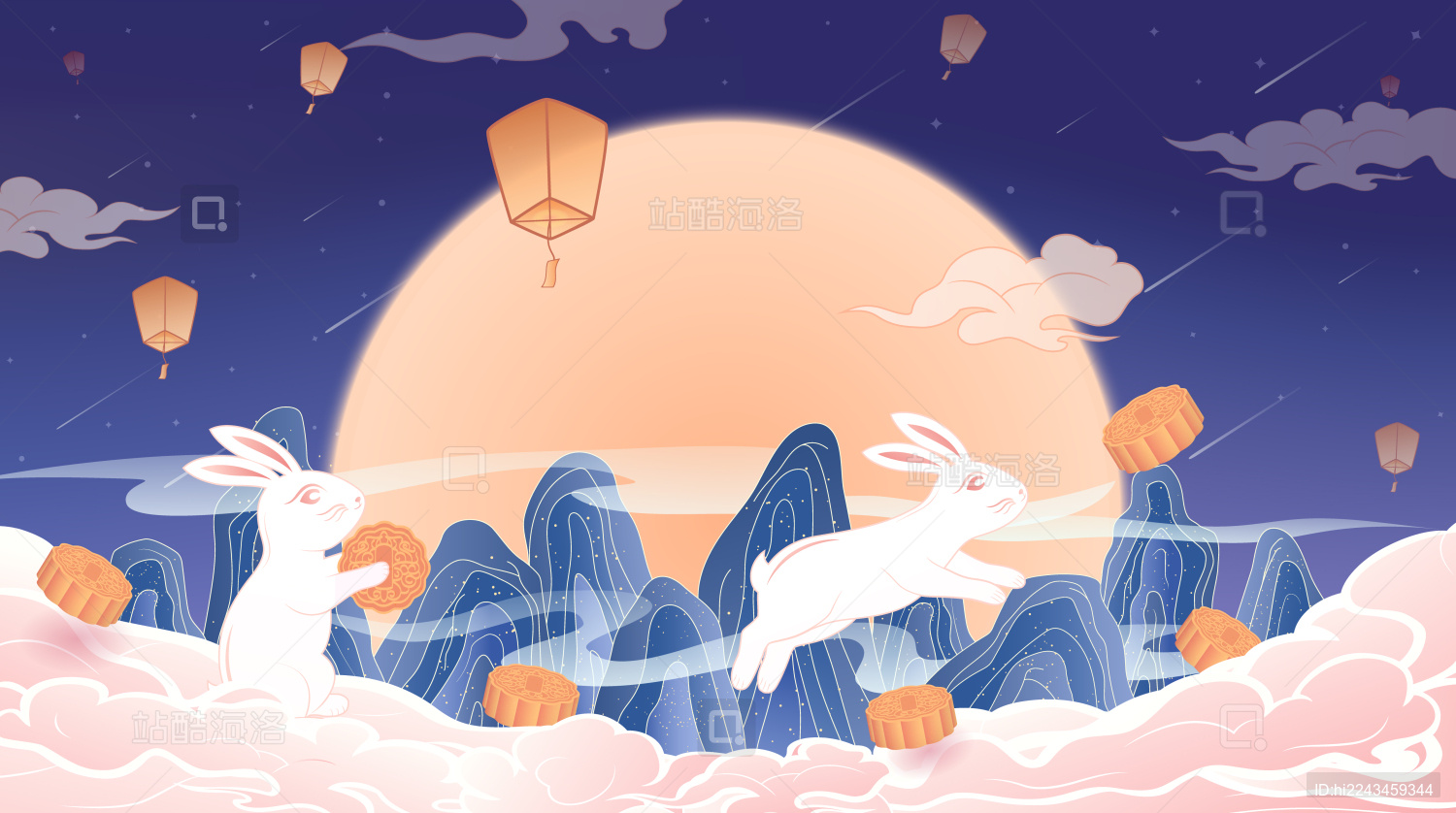 中秋节矢量插画海报模板