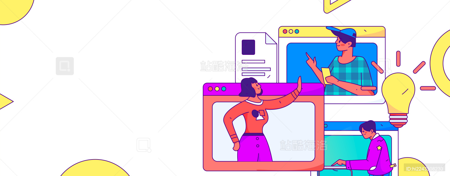 商务工作的人物扁平矢量概念运营手绘插画