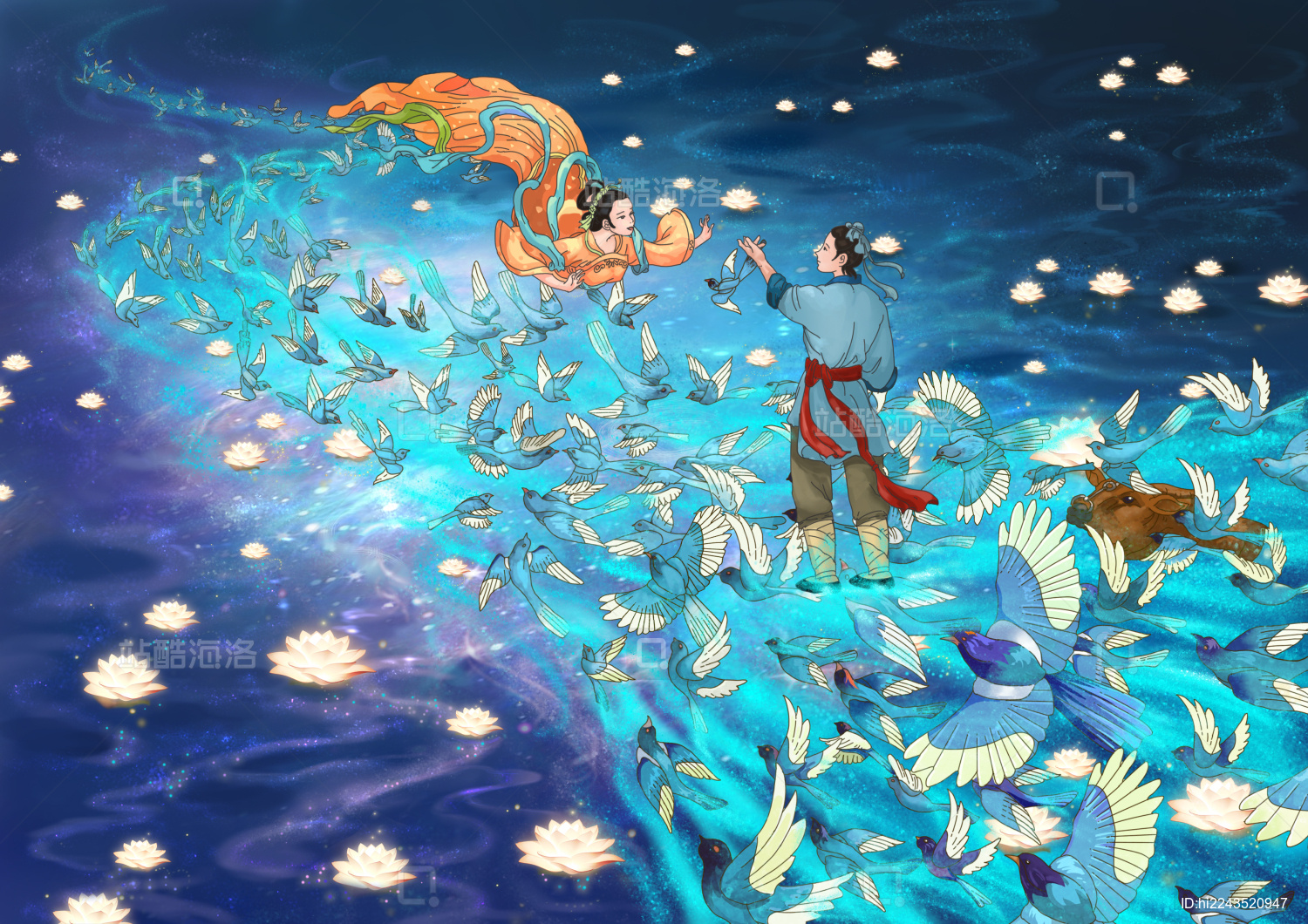 七夕插画 包装设计