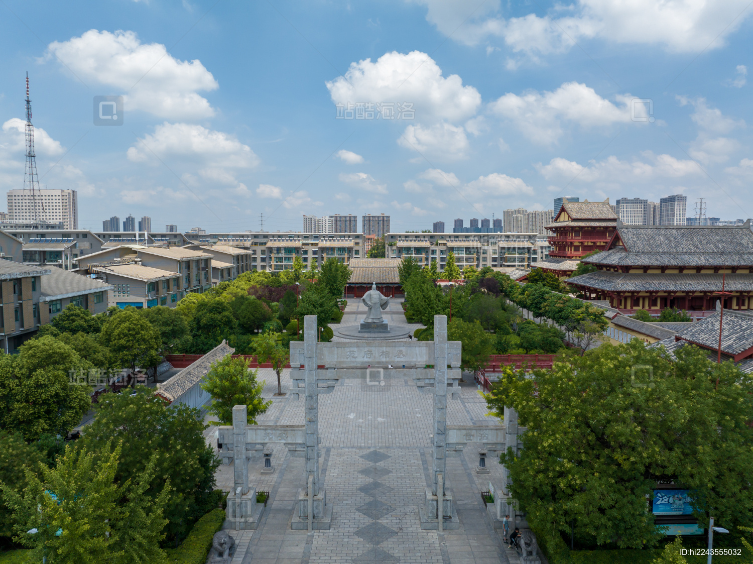 航拍夏季河南许昌曹丞府全景风光