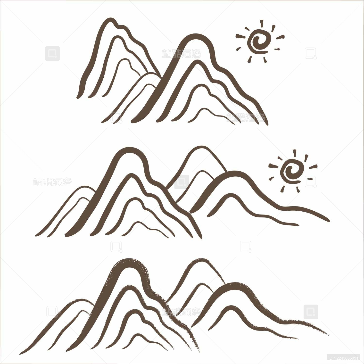 山矢量手绘插画_站酷海洛_正版图片_视频_字体_音乐素材交易平台_站酷