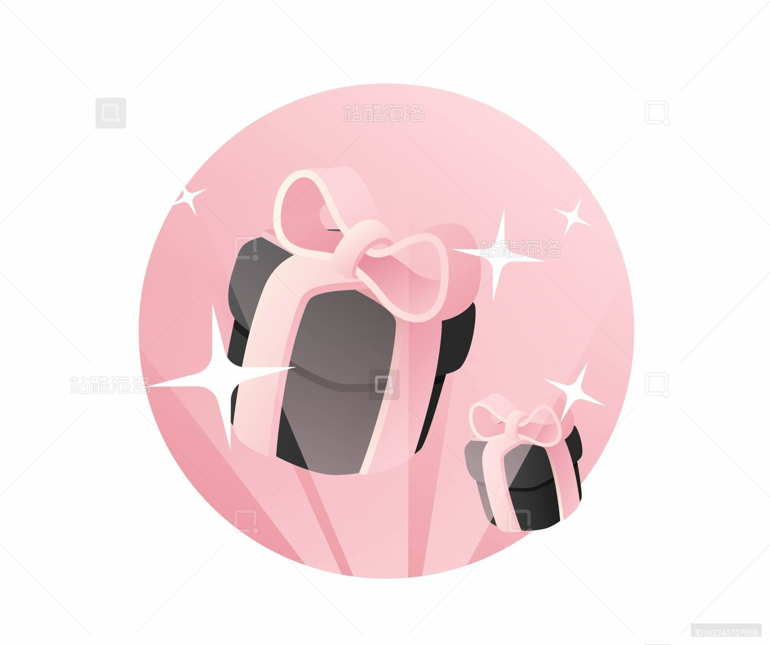 手绘黑粉礼品盒插画