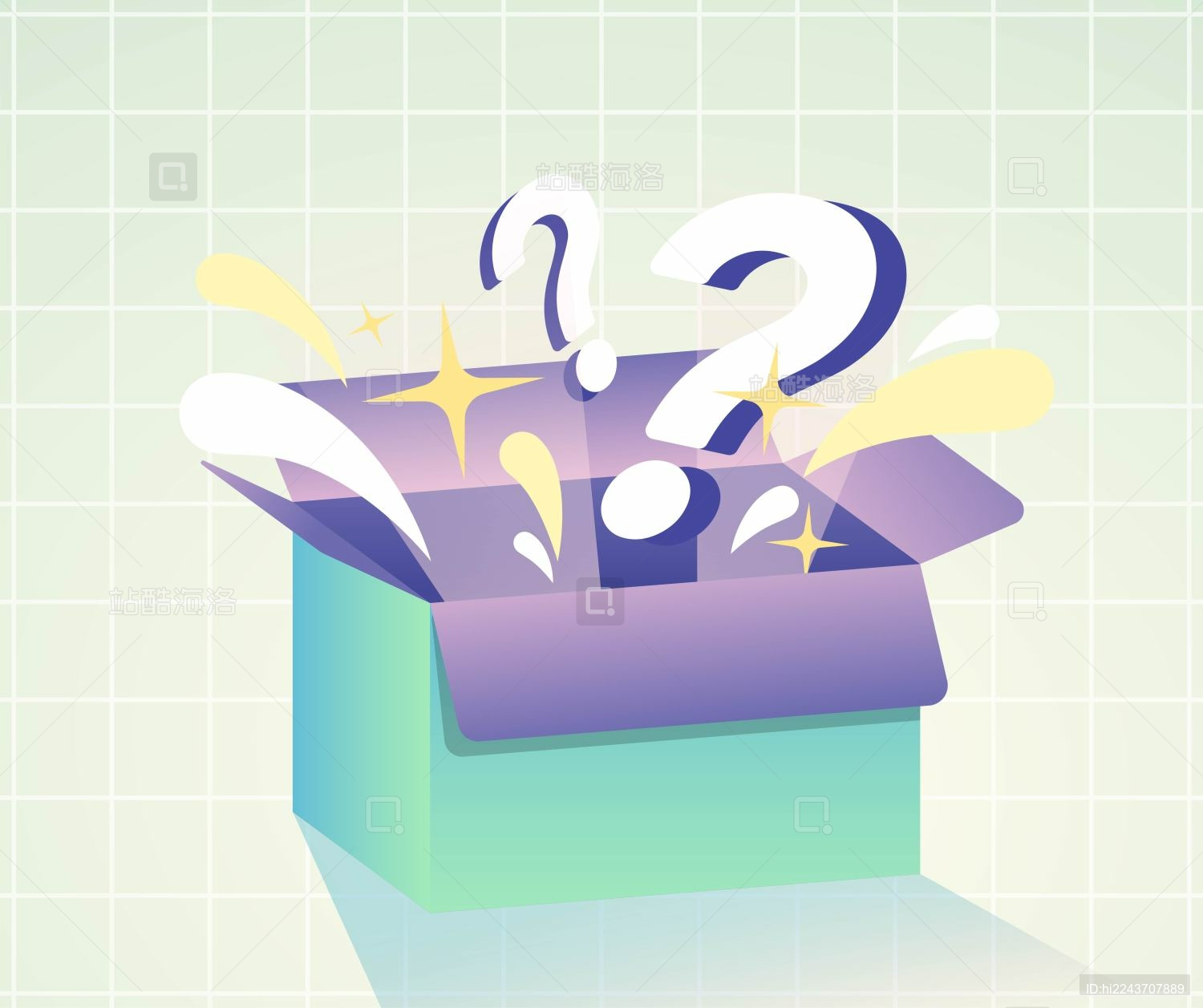 卡通惊喜盲盒插画